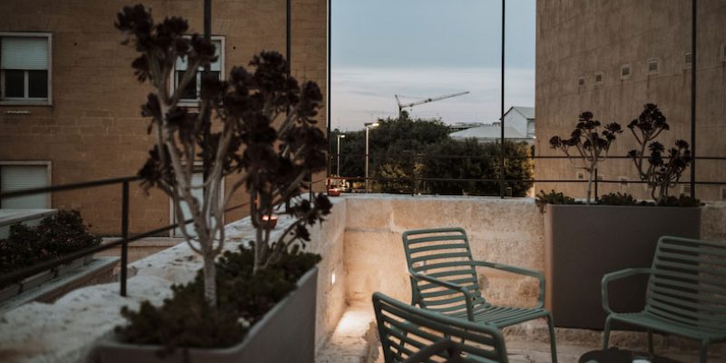 angolo terrazza della Sala Colazione di Palazzo dei Tolomei a Lecce